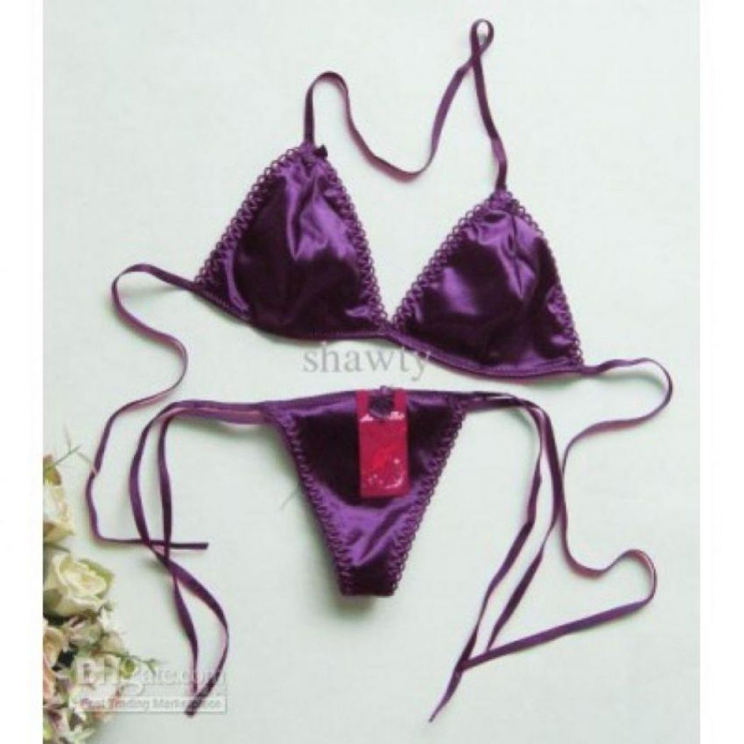 Silk Purple Undergarment Set For Ladies